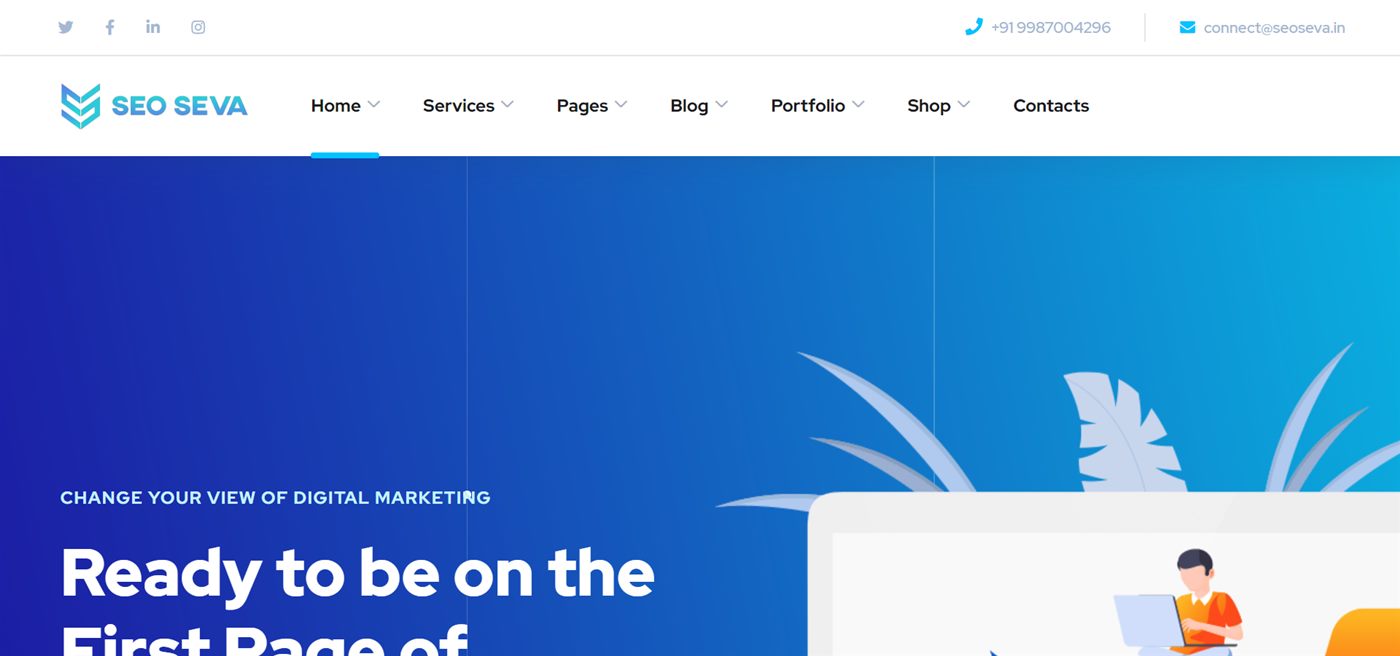 Archived SEO Seva homepage with SEO services and case-study sections.